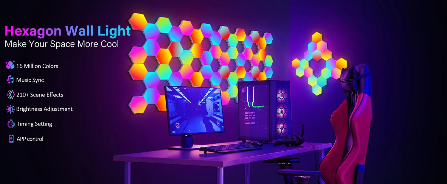 RGB Smart Hexagonal ™ Wall Lamp Color changing