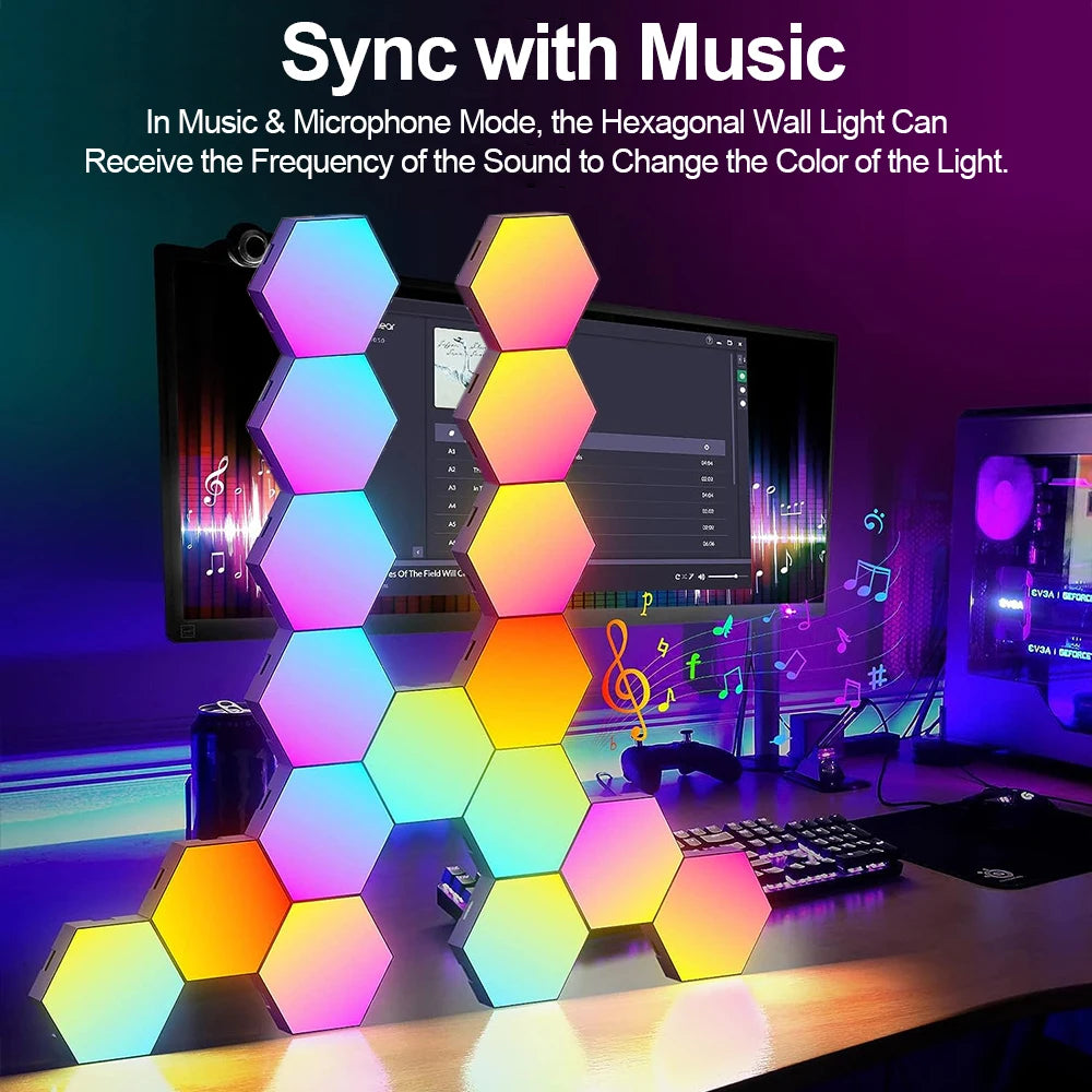 RGB Smart Hexagonal ™ Wall Lamp Color changing